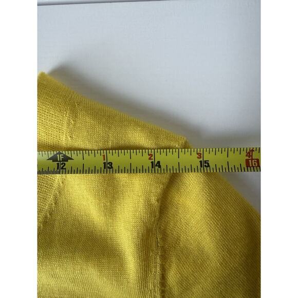 Talbots Pure Merino Wool Sweater Cardigan Womens M Petite MP Yellow Great Condit - Picture 7 of 7